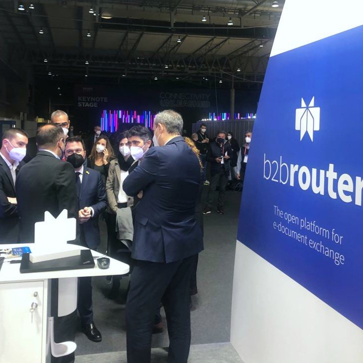 b2brouter's tweet photo. Avui hem rebut la visita del President de la Generalitat @perearagones i el vicepresident @jordiPuignero, al nostre estand al @MWCHub 
#MWC22 https://t.co/cKUHWWxvyB