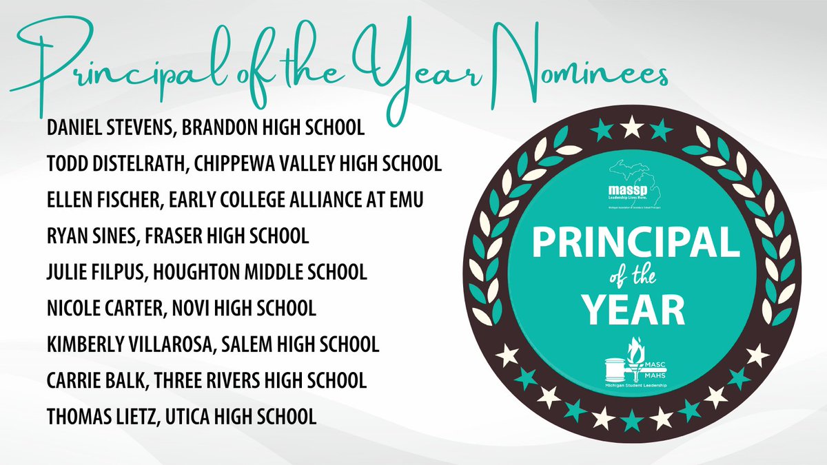 Secondary Principals (@massp) on Twitter photo Congrats to all of the amazing principals who were nominated for Principal of the Year. We don't have space to tag everyone, but we want to send our sincere appreciation to each of you for the hard work and passion you put in every day - it hasn't gone unnoticed! <a href="/mascmahs/">MASC/MAHS Leadership</a> Congrats to all of the amazing principals who were nominated for Principal of the Year. We don't have space to tag everyone, but we want to send our sincere appreciation to each of you for the hard work and passion you put in every day - it hasn't gone unnoticed! <a href="/mascmahs/">MASC/MAHS Leadership</a>