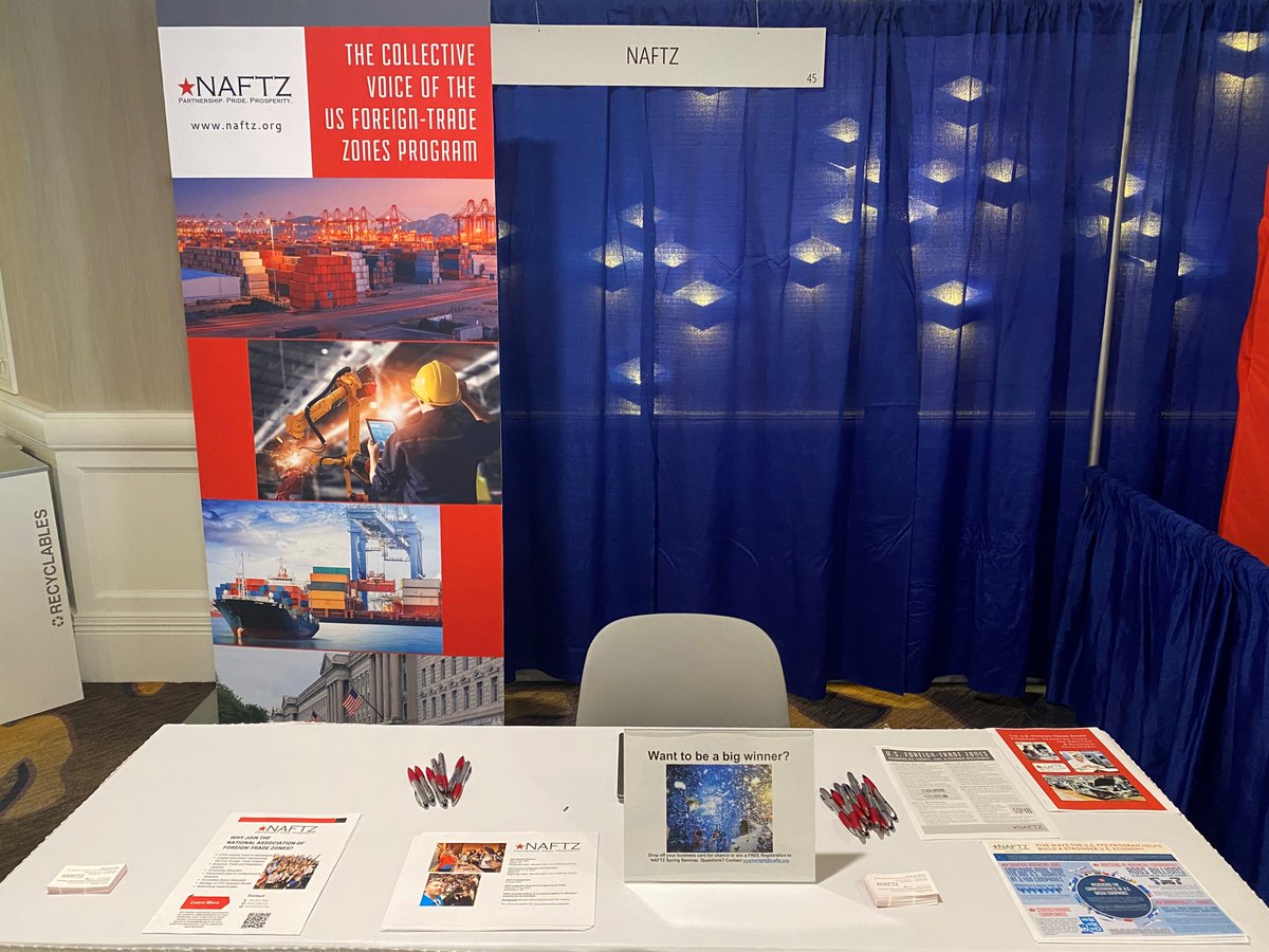 NAFTZ's tweet photo. #NAFTZ is exhibiting at ICPA’s Conference in San Diego! Stop by our booth right across from the registration table to learn more about NAFTZ.
Be sure leave your card with Kristine for a chance to win a #FREE registration to our Spring Seminar in May!
#NAFTZSpring22 #FTZs https://t.co/9W9fk09Ve6