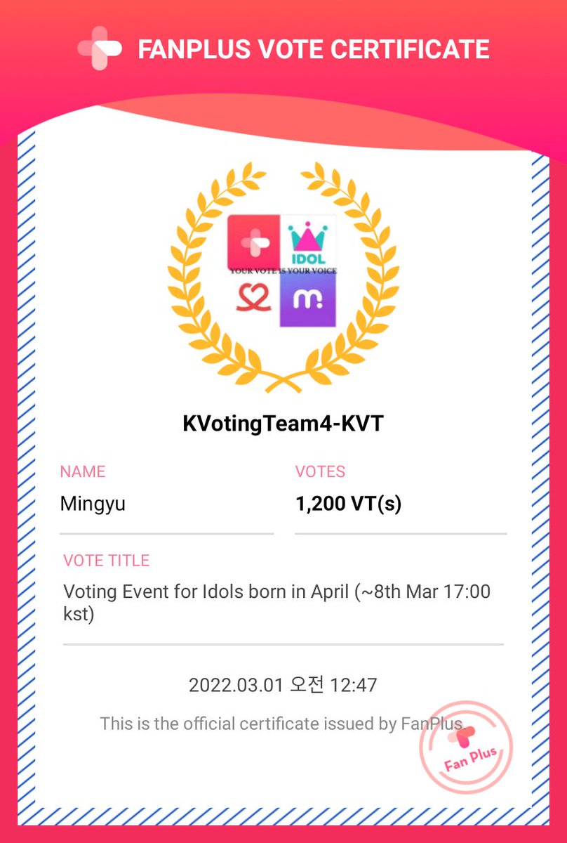 KPop__Voting1's tweet photo. ✨Voting proof ✨

For #seventeen Mingyu
☑️10,000 votes casted

Though the criterias were not met, still we voted for #seventeen_mingyu 

Thanks for trusting us and all the best for the poll 🤗

#SEVENTEEN #MINGYU
#KVTProofs https://t.co/pvF6lgB5iO