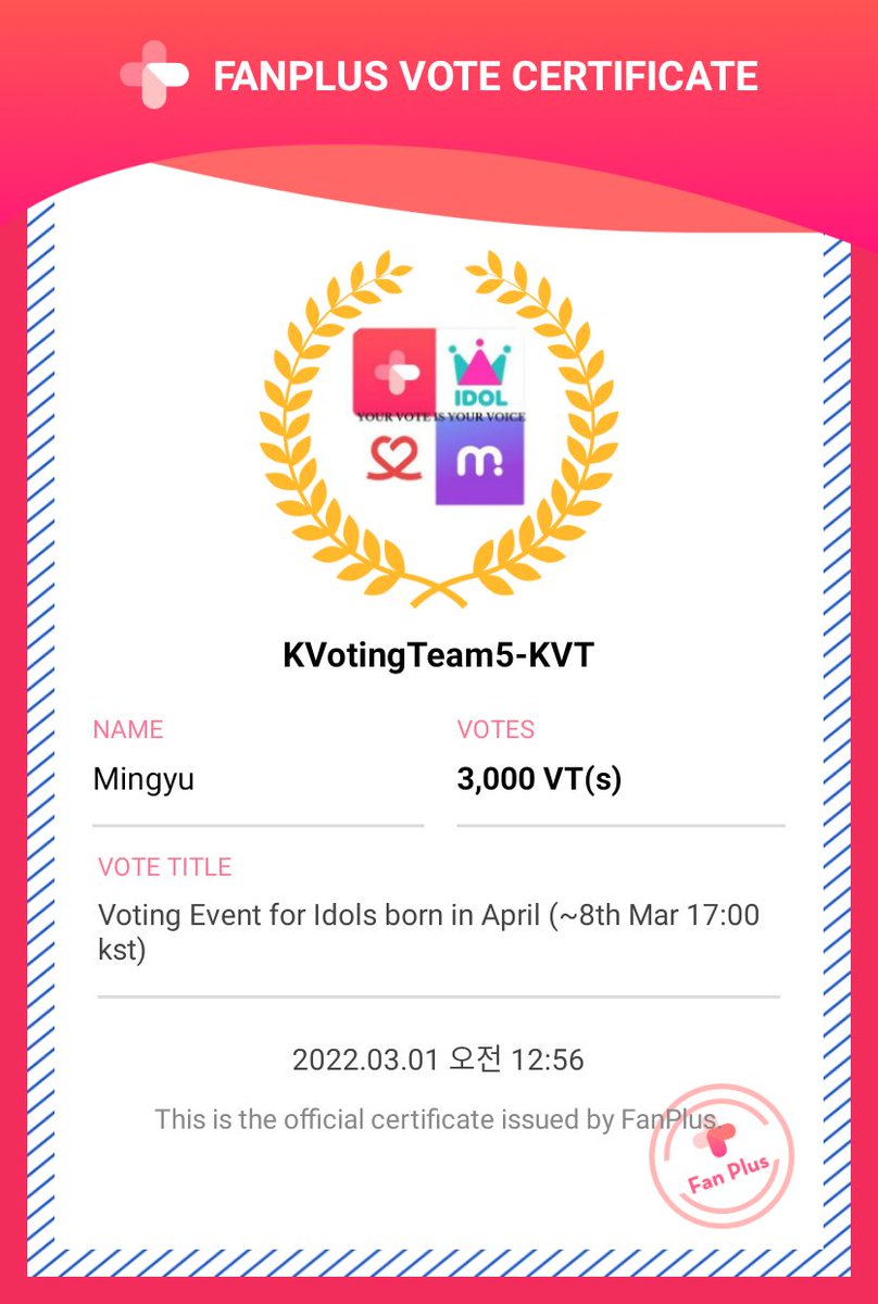 KPop__Voting1's tweet photo. ✨Voting proof ✨

For #seventeen Mingyu
☑️10,000 votes casted

Though the criterias were not met, still we voted for #seventeen_mingyu 

Thanks for trusting us and all the best for the poll 🤗

#SEVENTEEN #MINGYU
#KVTProofs https://t.co/pvF6lgB5iO
