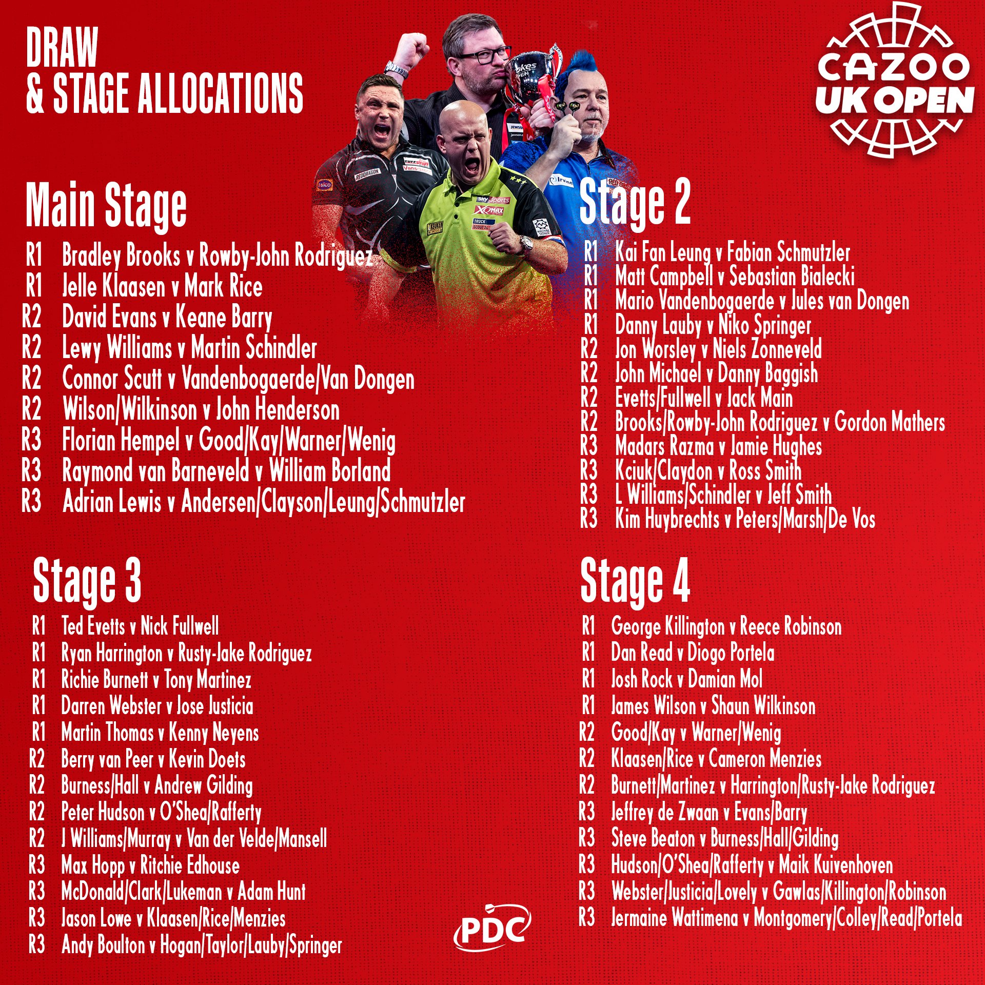 PDC Darts on Twitter "Confirmation of the Stage Allocations... Which