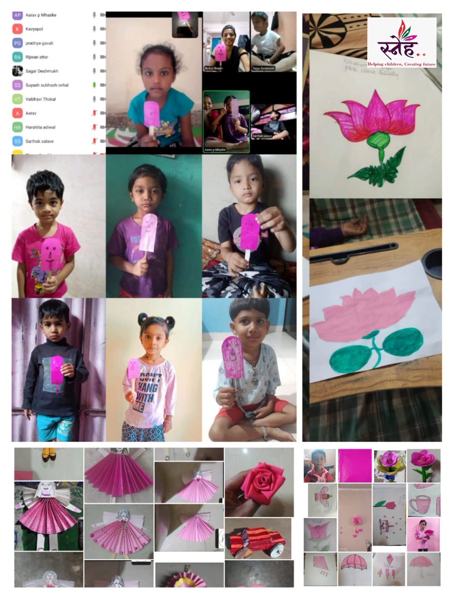 SNEHFoundation's tweet photo. Early identification of colours is an important part of a child's holistic development. This week #SNEHCommunityPreschools celebrated Pink Day with great enthusiasm! Children enjoyed making beautiful paper dolls, bows &amp; drawings in Pink colour.
#SNEHTeam
#PinkDayCelebration https://t.co/YDyDKHKBCj