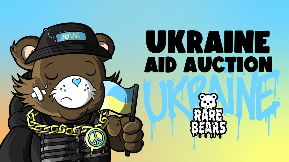 BearsRare's tweet photo. Rare Bear❤️ Ukraine🇺🇦

https://t.co/LxS8tk6YpX
🐻100% of proceeds will go to the https://t.co/YD0Sy5rbkU charity fund
🐻Will be part of a "Specials" collection
🐻Auction ends in 3 days
#nft #nftcharity #NFTs #NFTCommunity https://t.co/E6mwPMuFtE