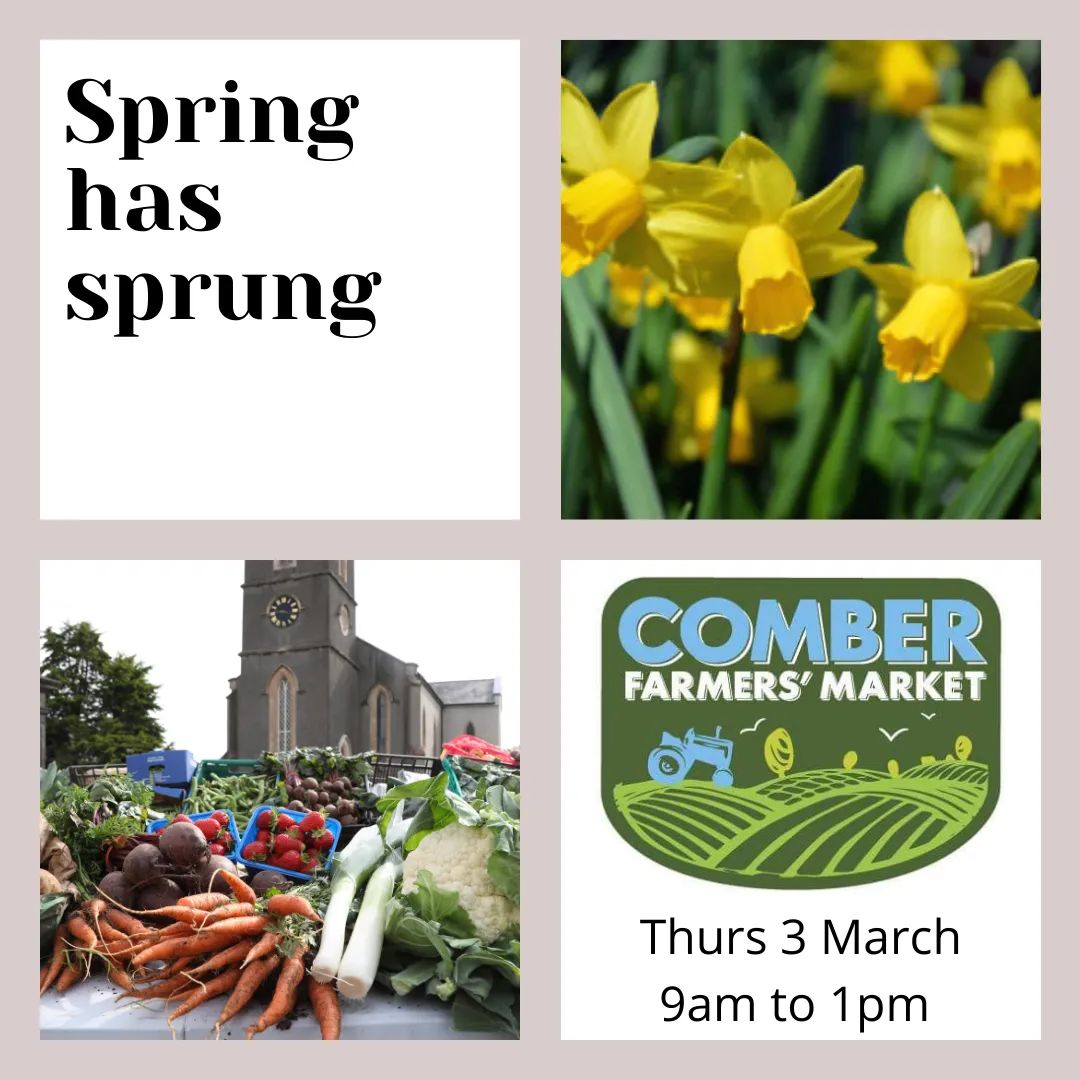Spring is in the air with lots of great seasonal local produce at Comber Farmers' Market this Thurs 3 Mar from 9am to 1pm. Come on down and #SupportLocal.

#ComberFarmersMarket #BestNILocalMarket #LocalFood #SpringhasSprung #SeasonalProduce