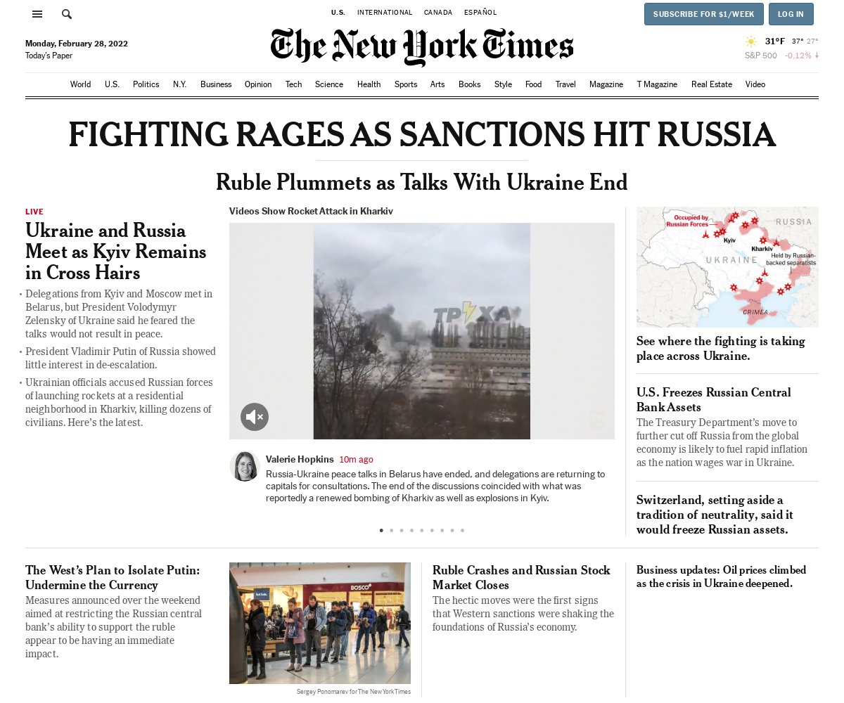 FIGHTING RAGES AS SANCTIONS HIT RUSSIA