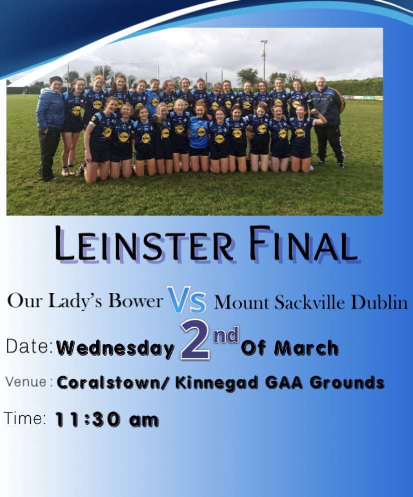 OLBAthlone's tweet photo. All roads lead to Kinnegad. Wishing our Senior side every success on Wed. as they face Mount Sackville in the Leinster Senior Football Final. Throw-in at 11.30am. All #support from #BowerFamily & friends is greatly appreciated. #BowerBlue #GirlsInSport #CommunitySupport πͺπΌππ€π»π https://t.co/KgRux0TDrw