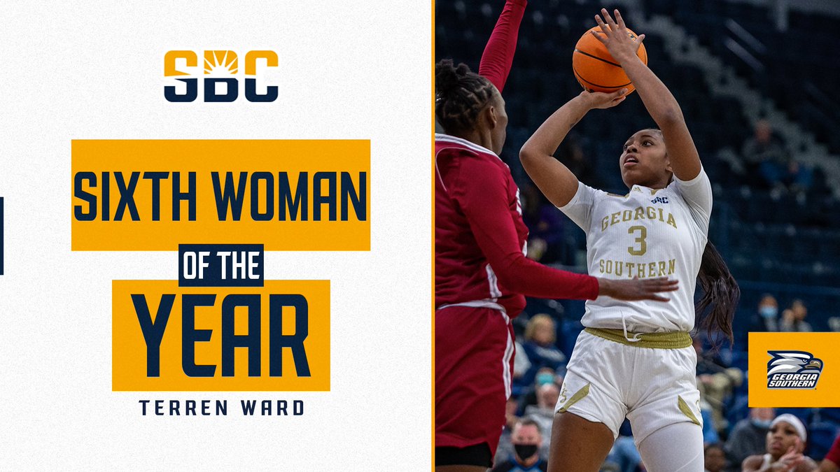 SunBelt's tweet image. 𝗦𝗜𝗫𝗧𝗛 𝗪𝗢𝗠𝗔𝗡 𝗢𝗙 𝗧𝗛𝗘 𝗬𝗘𝗔𝗥.

Terren Ward of @GSAthletics_WBB recorded six double-doubles in Sun Belt play, averaging 16.8 ppg and 8.9 rpg. She is the first-ever #SunBeltWBB Sixth Woman of the Year. ☀️ 🏀

📰 » sunbelt.me/35wCu9k