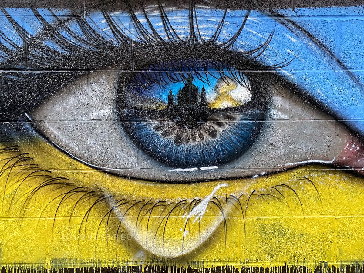 ILovesTheDiff's tweet photo. Stunning brand new street art for #Ukraine in Roath, Cardiff by @MyDogSighs. #IStandWithUkraine #WalesStandsWithUkraine https://t.co/glIv14Qh8v