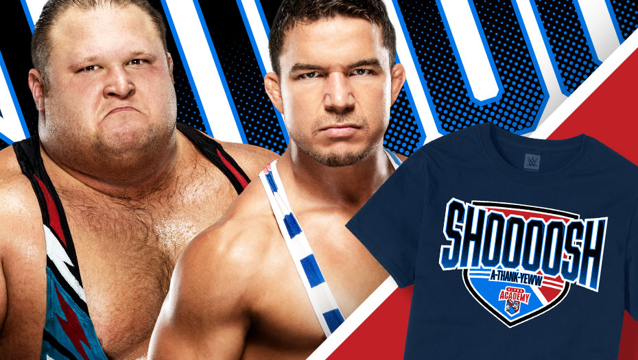 WWEShop's tweet photo. New @WWEGable & @otiswwe tee available now at #WWEShop. A-Thank-Yeww! #WWE #AlphaAcademy
https://t.co/Ftn1uqm6YS https://t.co/gJLNRPEnKU