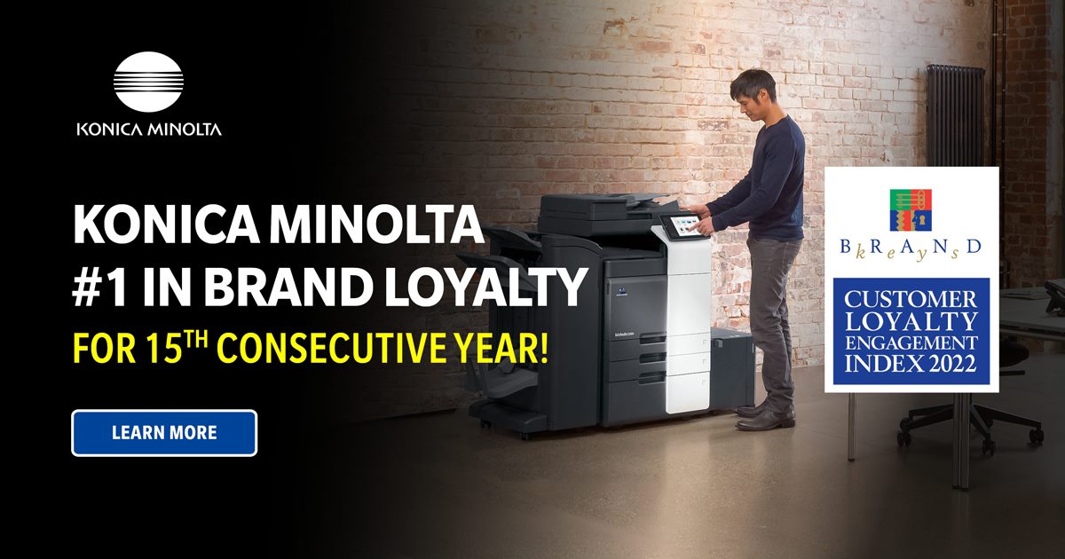 KonicaMinoltaCA's tweet photo. We are excited to announce that Konica Minolta has been ranked number one in brand loyalty in the MFP copier category for the 15th year in a row! Learn more in our #pressrelease here: https://t.co/fz20QV92LM
#rethinkprint https://t.co/7fNg6g0mZ2