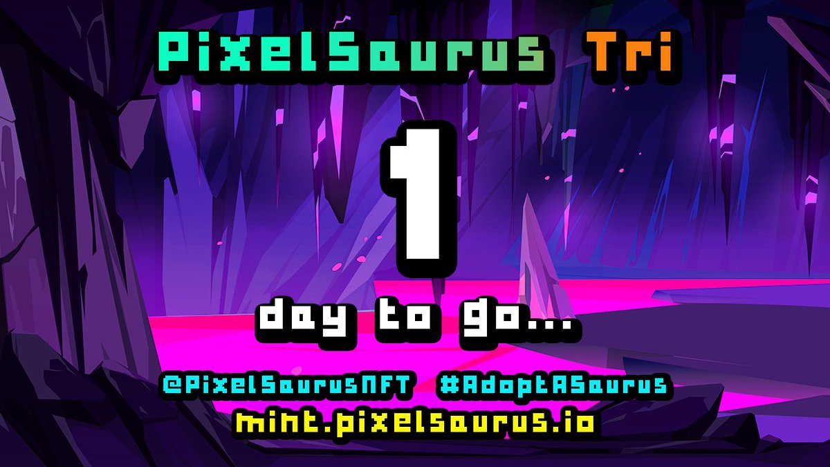 PixelSaurus's tweet photo. 1 Day To Go... 😱

SAVE .01 ETH at mint just by owning a 🦕 AND a 🦖! #AdoptASaurus

📗 Greenlist Presale: 1ST MARCH
🫂 Public: 3RD MARCH
🪙 Price: 0.05 ETH | Gas Saver Contract!

🔗 https://t.co/MhGyUSfkpv
🔗 https://t.co/yg4AHELLNH
👾 https://t.co/5PePqUaWOW
#NFT #NFTs #OpenSea https://t.co/UxEaowrVuy