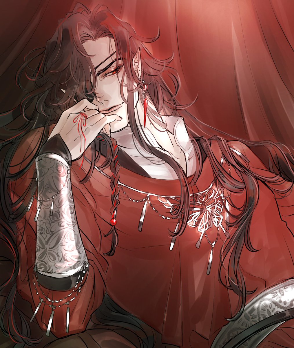string of fate 1boy male focus eyepatch chinese clothes long hair string  illustration images
