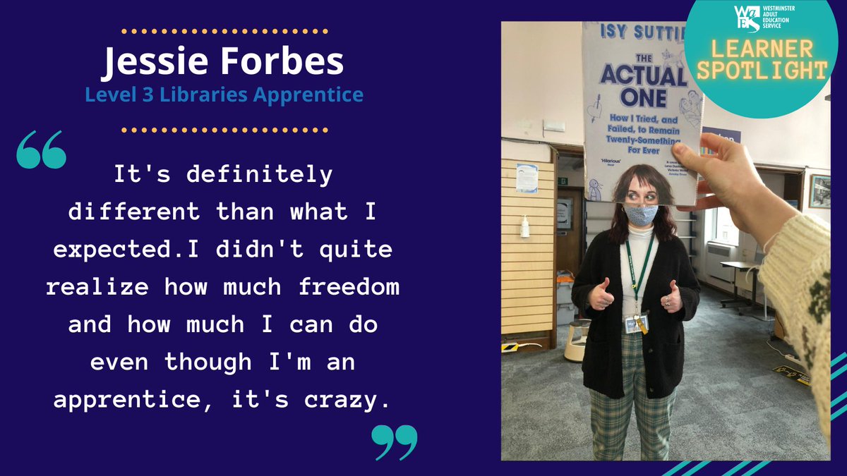 WAESonline's tweet photo. We're finishing off February with some inspiring words from this month's #LearnerSpotlight @jessiekimforbes 🙌

👉Click the link to read Jessie's interview https://t.co/K5wSQ5ORpf

#LearnerSpotlight #Education #Apprenticeship #Libraries #Inspiration #Career #WAES #Westminster https://t.co/1ysnGtp00J