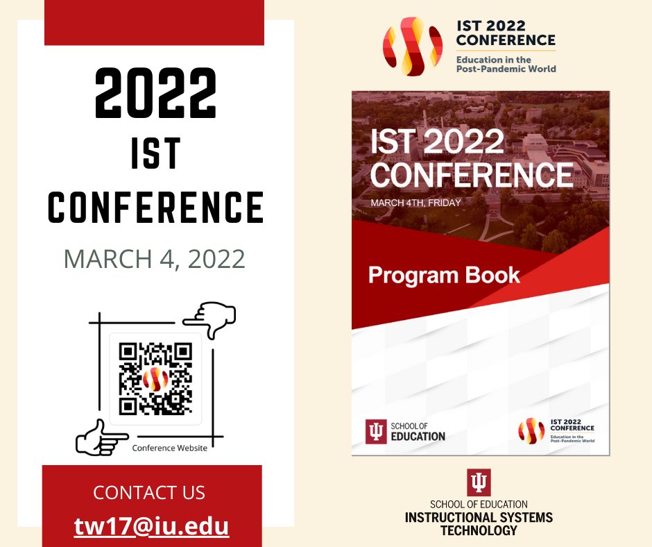 IU_IST's tweet photo. Hi there! Come and visit our newly updated #IST_Conference_Website for 2022 at: https://t.co/4paCIEUTTb ! Our IST conference #programbook also comes out which you can see on our website. Here we go! #ISTrocks #ISTevents https://t.co/eEI3c7SybG