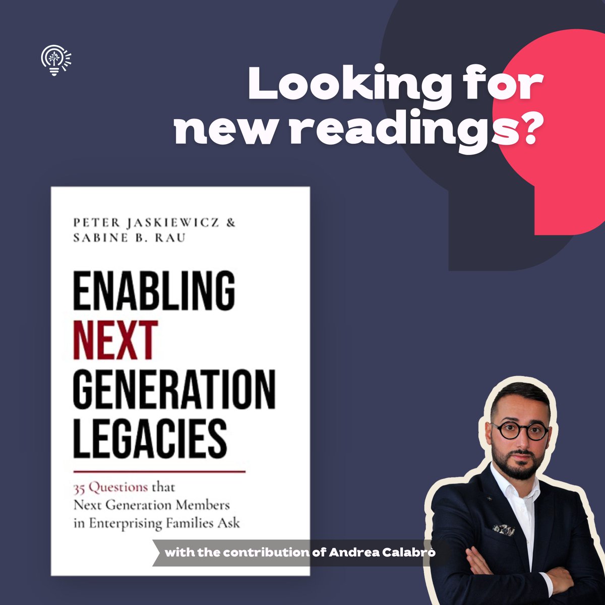 Looking for new #readings ? 📗 We recommend the #ebook Enabling #NextGeneration #Legacies by Peter Jaskiewicz and Sabine Rau, available on #Amazon, to which Andrea Calabrò contributed ➡️ amzn.to/3BZUTYg

#entreprisefamiliale #familybusiness #legacy #generationlegacies
