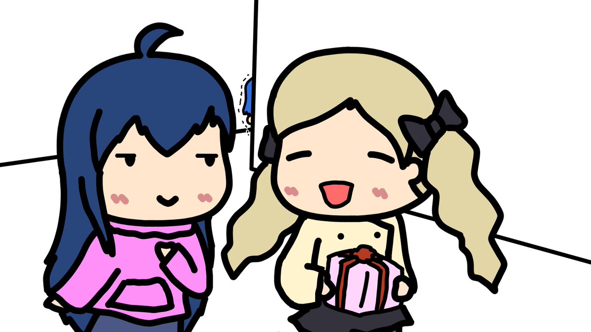 2girls multiple girls twintails ahoge blue hair gift blonde hair  illustration images