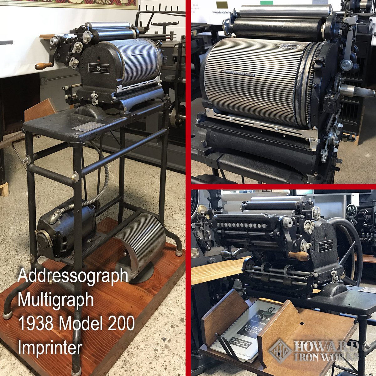 HowardIronWorks's tweet image. Shining a light on a formidable name from the past – Addressograph-Multigraph Company, later changed to AM International. At @HowardIronWorks , AMI is represented by several fine examples of the early models restored by the late Al Jenkins. #printinghistory #duplicator #Multi