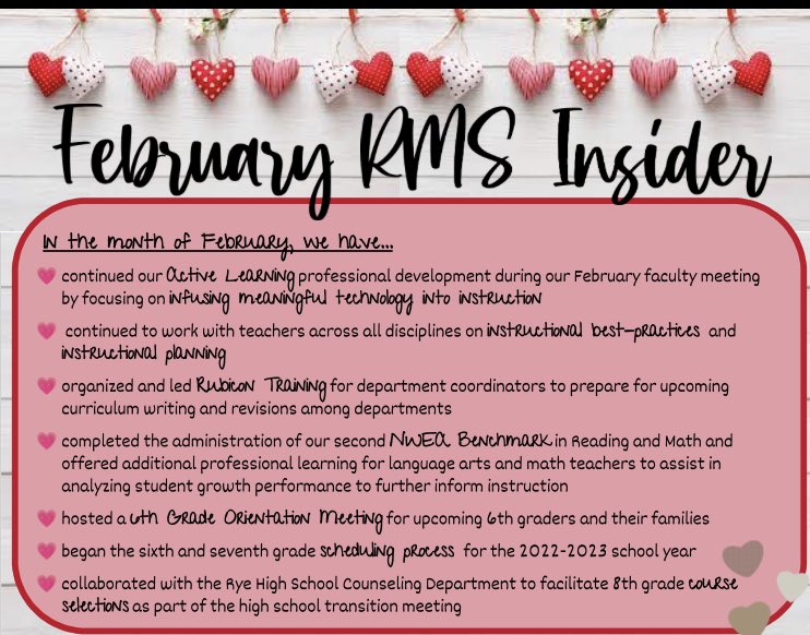 OrlandoKristie's tweet photo. Our RMS INSIDER recapping our professional learning in February has arrived! #RMSproud #RCSDedicated https://t.co/HIzrHDa89f