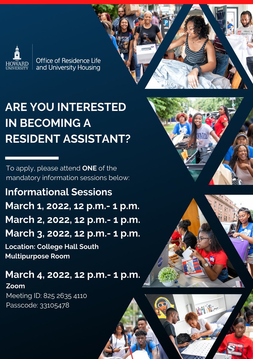 ResLifeAtHoward's tweet image. 🗣🗣🗣ARE YOU INTERESTED IN BECOMING A RESIDENT ASSISTANT? #hureslife
