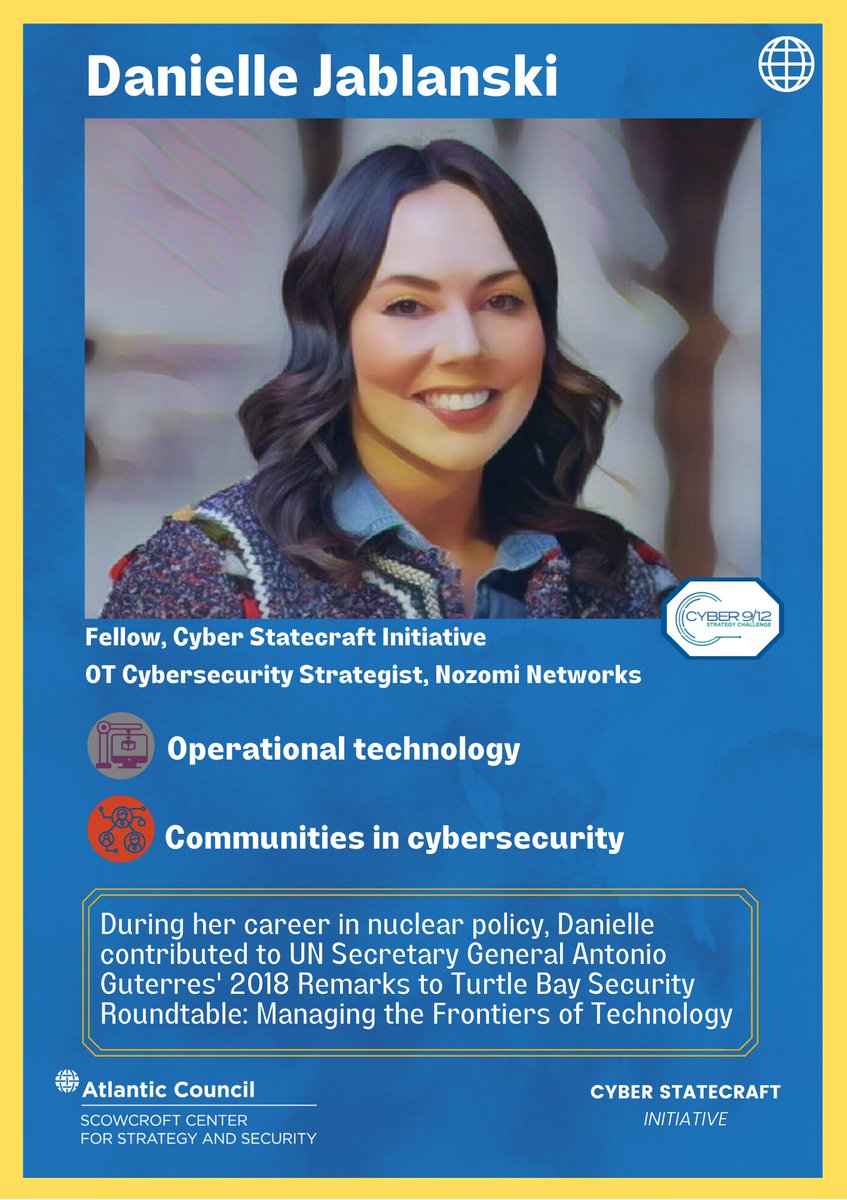 CyberStatecraft's tweet photo. Meet Danielle Jablanski, fellow with the Cyber Statecraft initiative! At her day job with @nozominetworks, Danielle researches global cybersecurity topics and promotes OT + ICS cybersecurity awareness. Follow her at @CyberSnark for cyber musings and #cyberpups🐶! https://t.co/gnqXQJMjRE