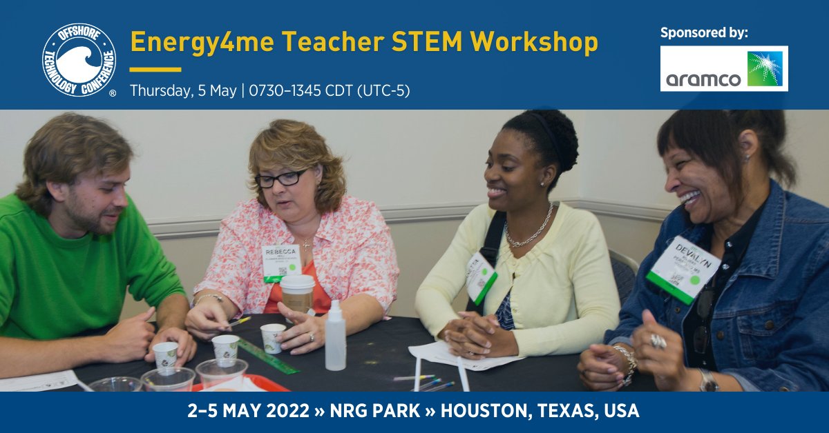 Energy4me (@energy4me) on Twitter photo Coming back to #OTC2022, the <a href="/Energy4me/">Energy4me</a> Teachers STEM Workshop!
go.otcnet.org/Energy4Me2022
Sponsored by #Aramco.
<a href="/Aramco_Americas/">Aramco Americas</a>
<a href="/HoustonISD/">Houston ISD</a>
<a href="/HumbleISD/">Humble ISD</a>
<a href="/galvestonisd/">Galveston ISD</a>
<a href="/FortBendISD/">Fort Bend ISD</a> Coming back to #OTC2022, the <a href="/Energy4me/">Energy4me</a> Teachers STEM Workshop!
go.otcnet.org/Energy4Me2022
Sponsored by #Aramco.
<a href="/Aramco_Americas/">Aramco Americas</a>
<a href="/HoustonISD/">Houston ISD</a>
<a href="/HumbleISD/">Humble ISD</a>
<a href="/galvestonisd/">Galveston ISD</a>
<a href="/FortBendISD/">Fort Bend ISD</a>