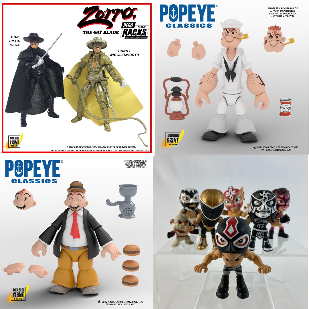 We had so much fun during Boss Fest! We dropped THREE new pre-orders - #luchalibre Luchacitos, #popeye wave 2, and #zorro Movie figures! Do you guys have a favorite? We can't choose! If you missed a session you can check out replays!
#actionfigures #comics #wrestlingfigures