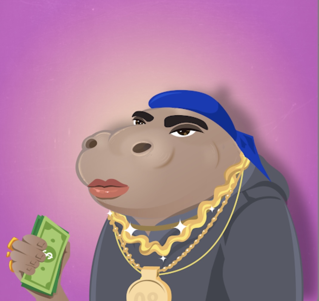 TriniGrlatHeart's tweet photo. I feel most connected to my #LilHippoNFT . Her name is "HippoCampus." She kinda looks like me in my bonnet and my jewelry. Let's get this Shimmonnney honey! 🦛 🦛 🦛 🦛  🚀 🌚 @LilHippoNFT 😁❤️ https://t.co/1zoR06tZKl