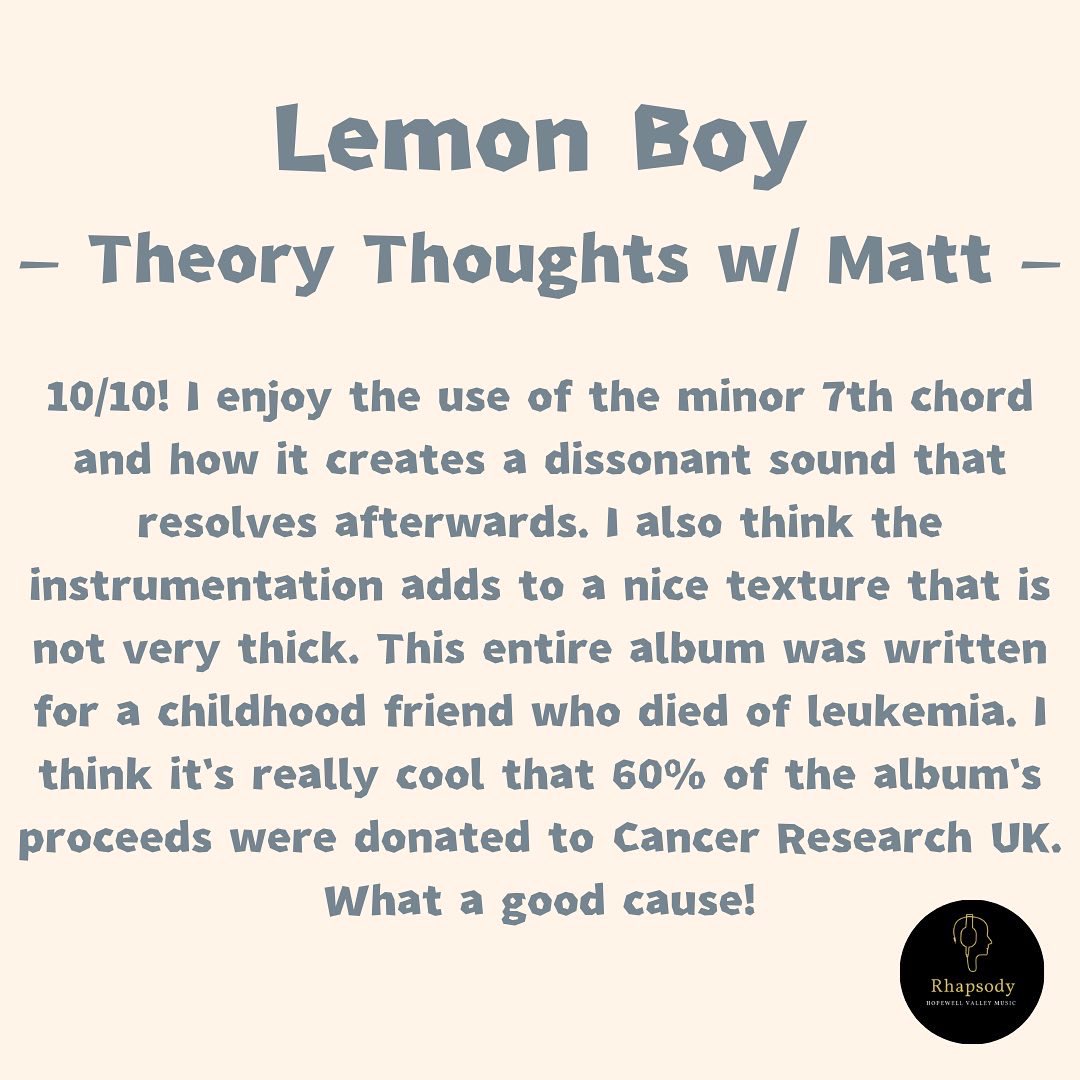 #SongBreakdown from one of our #MusicTheory students! Check out some insights into Lemon Boy by #Cavetown #musiceducation #popmused #musictheory #musictheorylessons