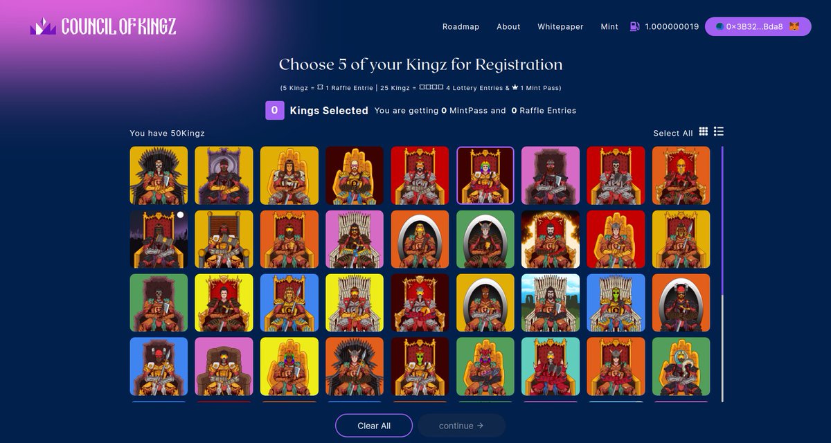 councilofkingz's tweet photo. The raffle is coming with the burn soon after. 2500 removed from supply forever. Here is a sneak peek at the process that will happen with the site revamp. The window is closing and the High Kingz/Queenz are coming! 👑 https://t.co/zXNJFy0H1R