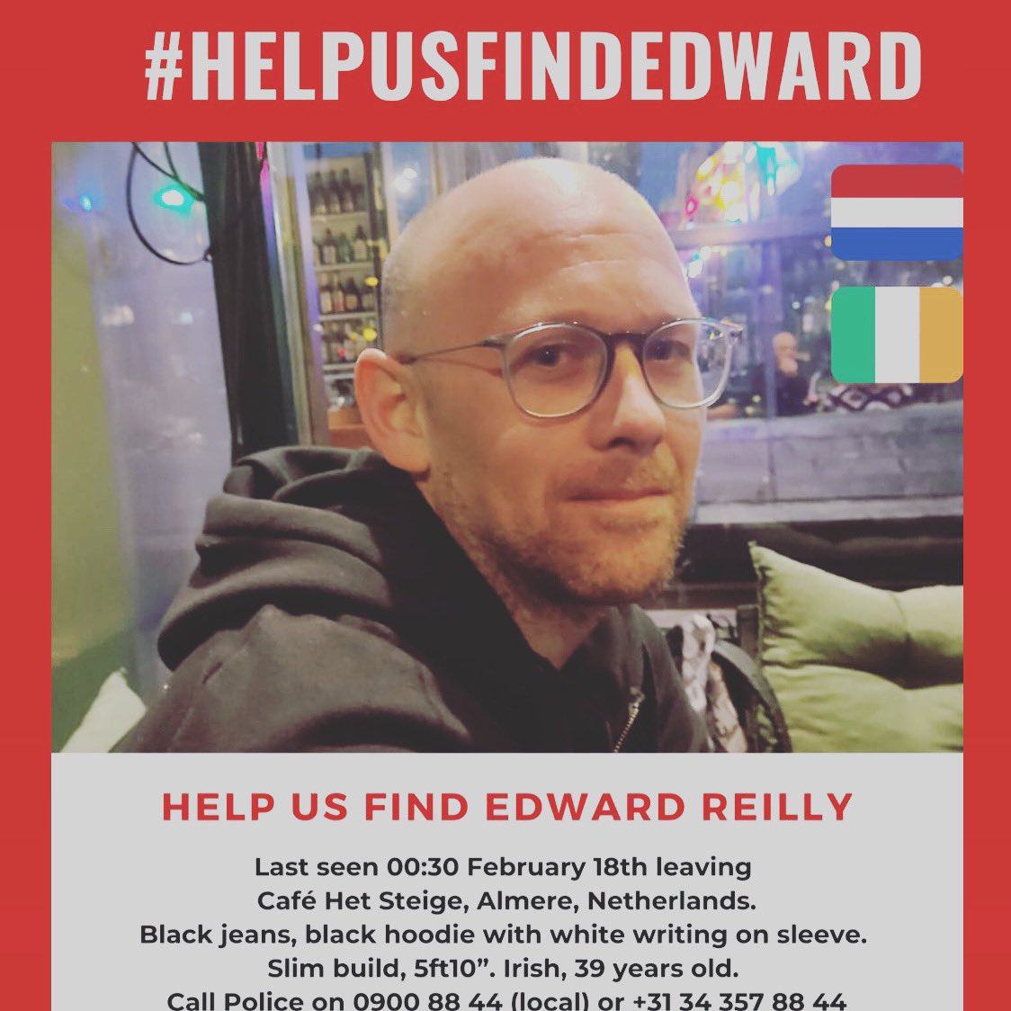 ArthurTooHot's tweet image. Our brother is missing. If you can help in any way let me know, especially if you could share to Dutch speakers/people in the Netherlands please xx 
#helpusfindedward #missing #dublin #netherlands #ireland #almere #amsterdam
