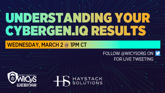 CyberGEN_IQ's tweet photo. There's still time to register! Join us on March 2 as we present https://t.co/19lfQAmcj4 and discuss with @WiCys the structure, purpose, and how to interpret https://t.co/HuDkN0tEzF results. https://t.co/MSxb1lCTSo #cyberskillsgap #cybersecurity #cyberrecruiting https://t.co/WIAA8FU9vo