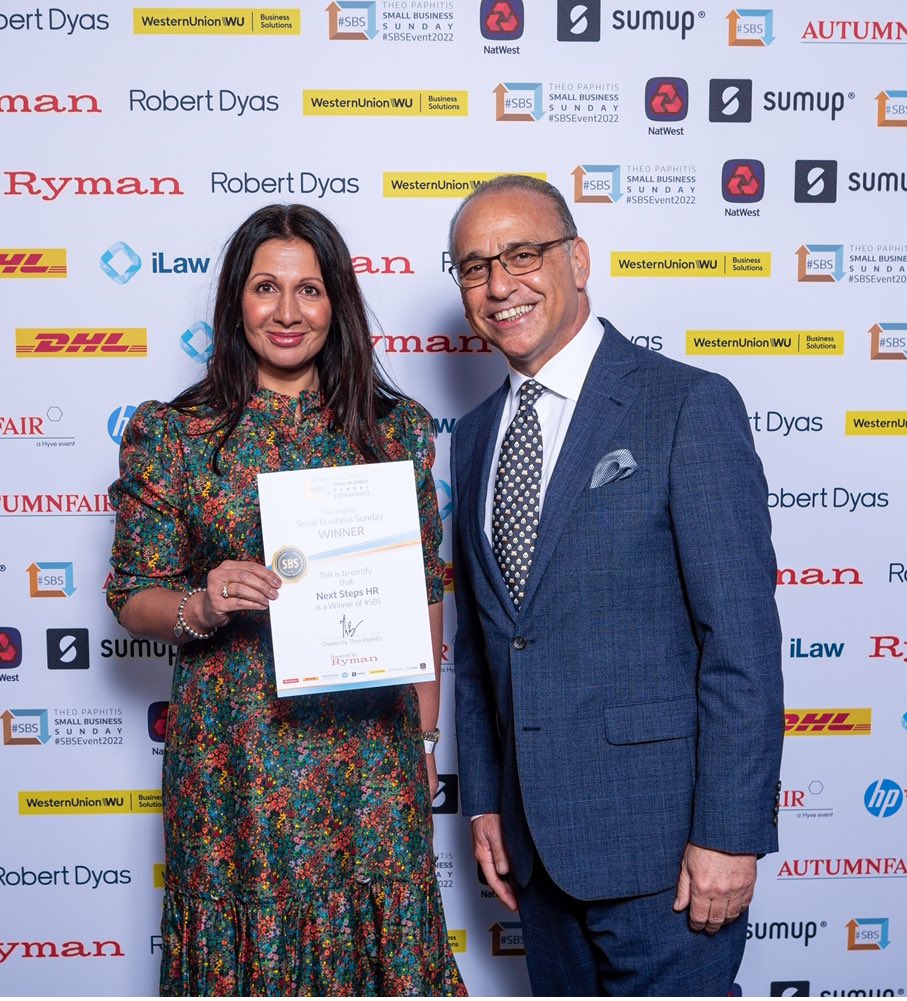 So delighted to receive an award from <a href="/TheoPaphitis/">Theo Paphitis</a> @SBSEvent2022. Thanks to <a href="/TheSBS_Crew/">#SBS Crew</a> and of course to all my lovely clients #HR #Coaching #SME #dragonsden