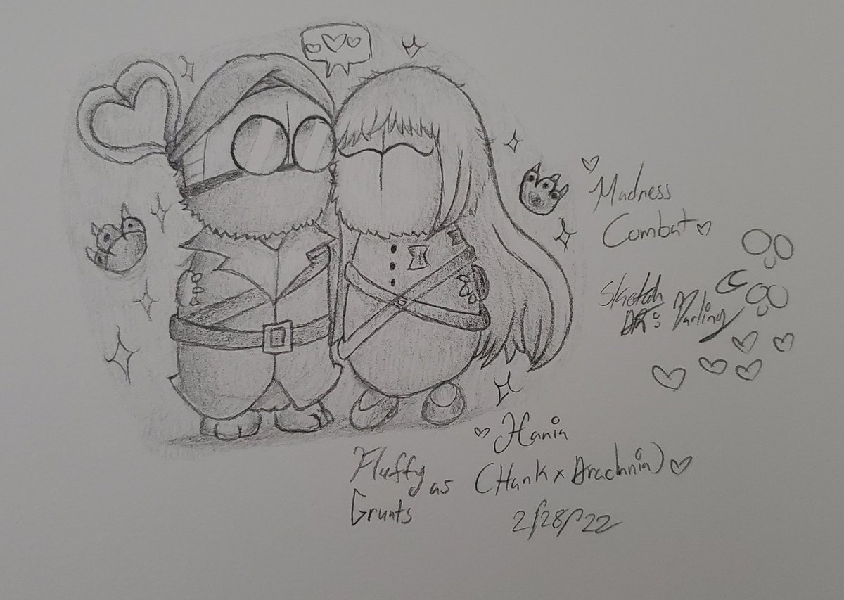 CombatDarling's tweet photo. Sketch drawing of two Fluffy Grunts dressed up as Hania (Hank x Arachnia)β€β€β€β€β€β€β€
#madnesscombat
#madnesscombatoc
#fluffygrunts https://t.co/Veqj9uZb9d
