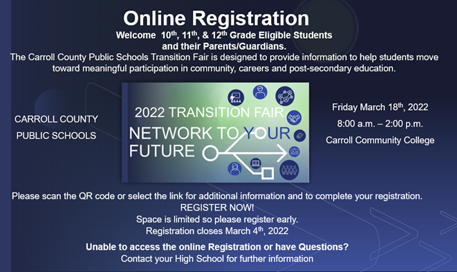 CCPS Transition Fair Online Registration closes this Friday!