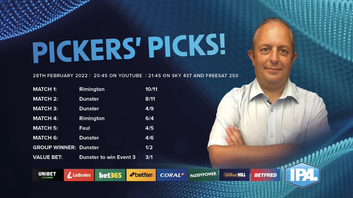 We are Back! <a href="/IPAPool/">IPA Pool 🎱</a> is back with the Sporty Stuff Tv Champions Cup.
10 shows left to see who is going to become the 2022 Champion.
Here are my picks for tonight’s action.
<a href="/tv_sporty/">SportyStuffTV</a> <a href="/GaryWiltshire16/">Gary Wiltshire</a>