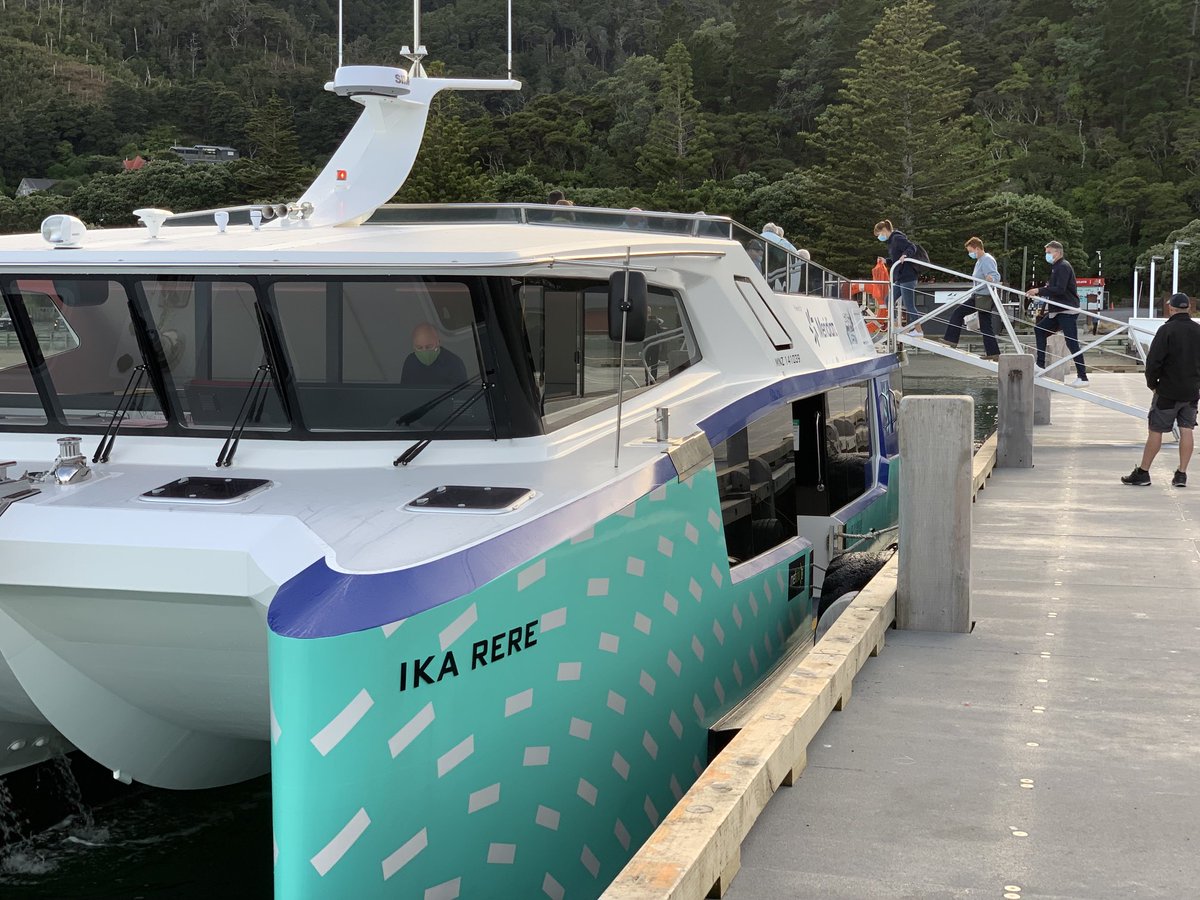 Passengers at Days Bay boarding the first public sailing of Ika Rere , East West’s electric ferry, the first electric ferry to start a commercial service in the Southern Hemisphere. Great addition to Metlink’s electric fleet of trains, buses &amp; now ferries. Congratulations to all.