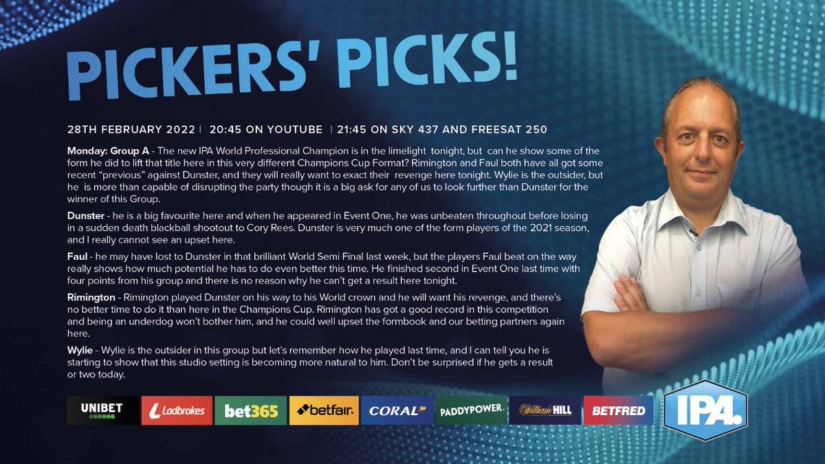 PickersPicks's tweet photo. @unibet have some great prices on the champions cup tonight so who are you going to pick?
3 shows this week so who are your winners, here are my picks.
@tv_sporty @GaryWiltshire16 https://t.co/wkkIdLKZ21