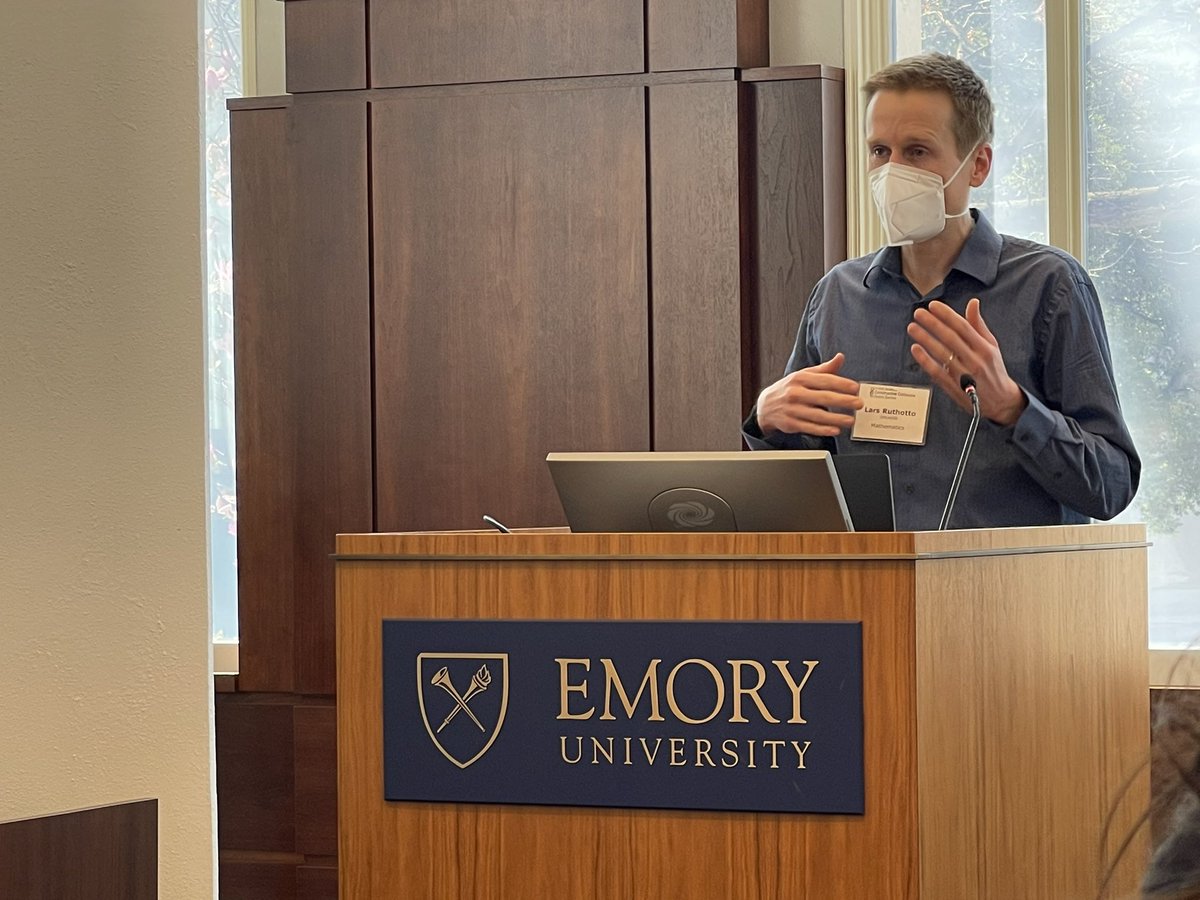 emory_research's tweet photo. Today’s #ConstructiveCollisions event continues with final lightning talks from Dr. Xiao Hu, Dr. Lars Ruthotto,Dr. Razieh Nabi, and Dr. Donald Lee. https://t.co/0xr5wsr1Vr