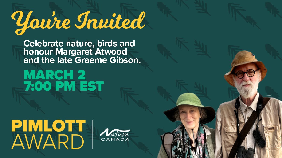 Join me, @caroloffcbc, <a href="/APClarkson/">Adrienne Clarkson</a>, <a href="/GGDavidJohnston/">Rt. Hon | Très hon. David Johnston</a>, @LGLizDowdeswell, <a href="/s_guilbeault/">Steven Guilbeault</a>, <a href="/JoyceMurray/">Joyce Murray</a>, <a href="/ElizabethMay/">Elizabeth May</a>, <a href="/jannarden/">Jann “stop live horse export” Arden</a>, <a href="/MeashaBG/">Measha</a>, <a href="/m_layton/">Mike Layton</a>, <a href="/BuffySteMarie/">Buffy Sainte-Marie</a>, and <a href="/kennedystewart/">Kennedy Stewart</a> at an event honouring <a href="/MargaretAtwood/">Margaret E Atwood</a> and the late Graeme Gibson: 
naturecanada.ca/pimlott-celebr…