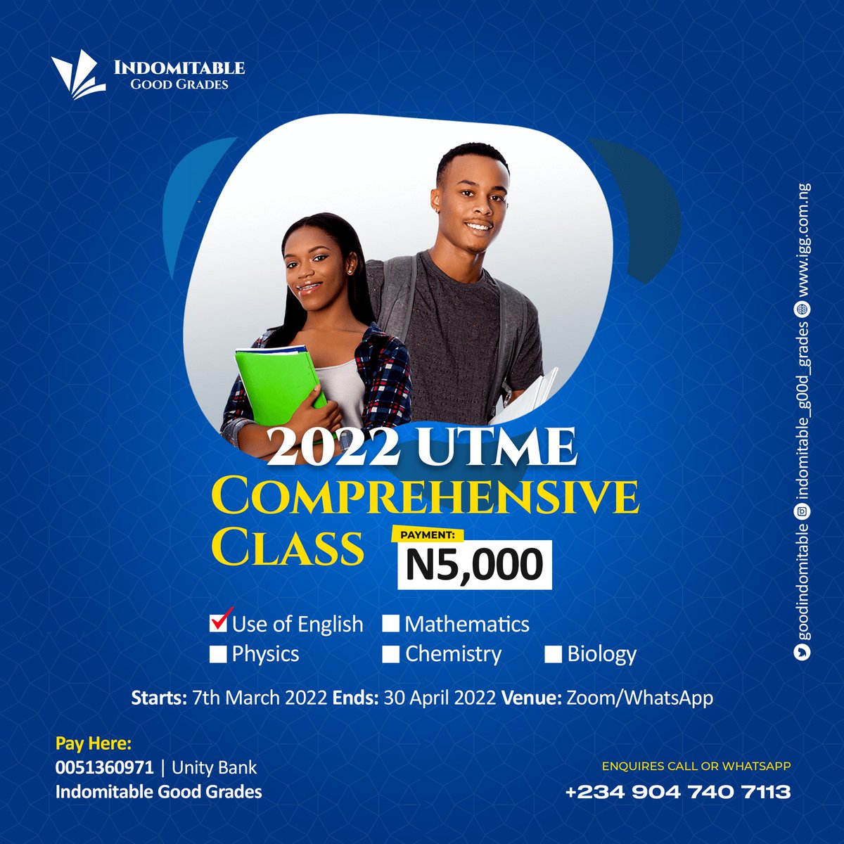 GoodIndomitable's tweet photo. Join @GoodIndomitable for 2022 utme comprehensive class 
#jamb #jamb22 #utme #ASUU #AsuuStrikeUpdate https://t.co/QEtibM3Pau