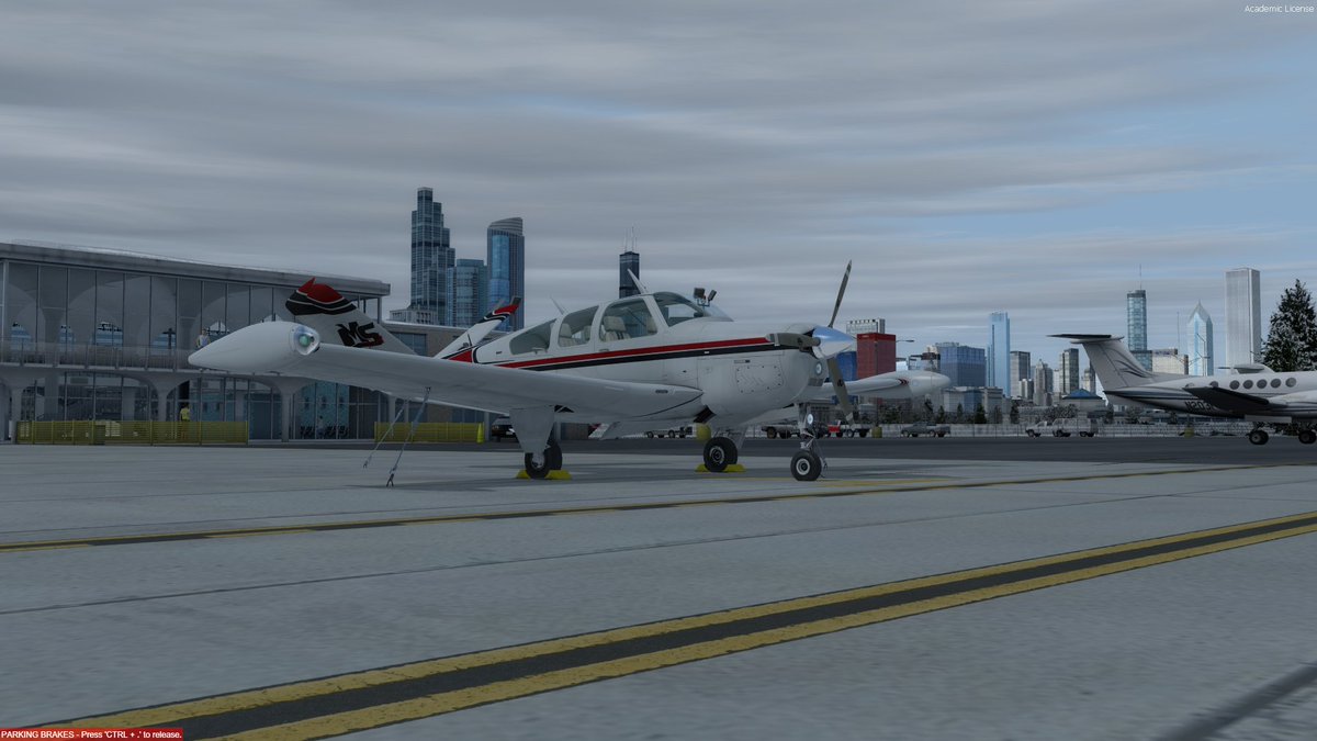 FlightsimMartin's tweet photo. 2022 US Coast To Coast-Tour Part 4: From @Tropicalsim Kansas City (#KMCI) to the home of #FlightSimulation: @OrbxSystems Chicago #MeigsField (#KCGX) in my awesome @a2asimulations Beechcraft Bonanza V35B. https://t.co/hJb939zuBt