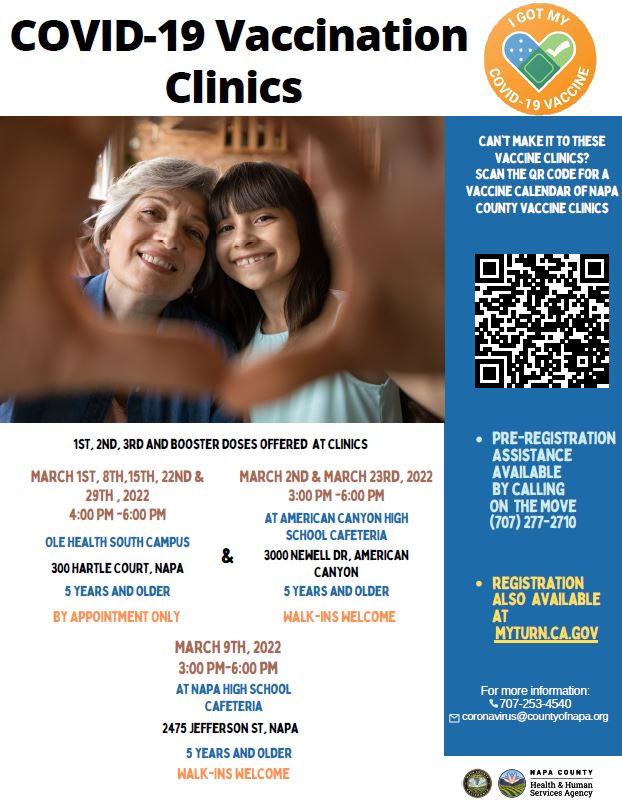 The past 2 years have been extremely hard for all of us. In order to get back to normal, we must use every tool available to us, including vaccination. If you have not received your vaccine or are looking for a booster here is a list of vaccine clinics happening in March.