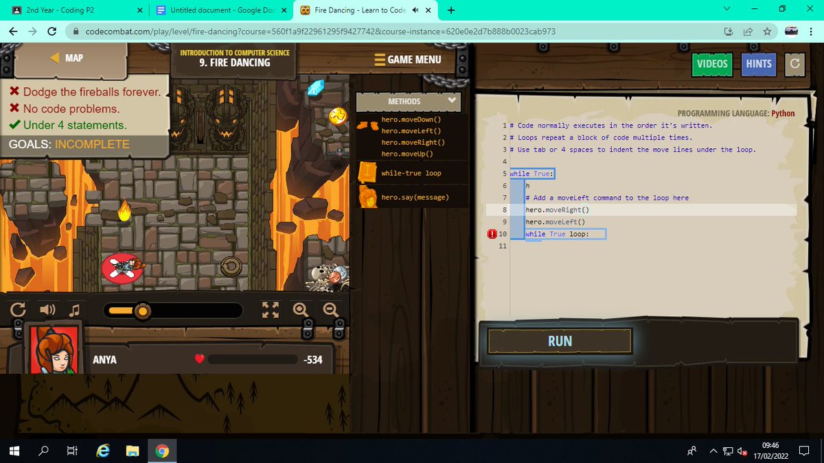 Students using CodeCombat before midterm to test their Python knowledge through a series of levels in programming games! 👨‍💻👩‍💻