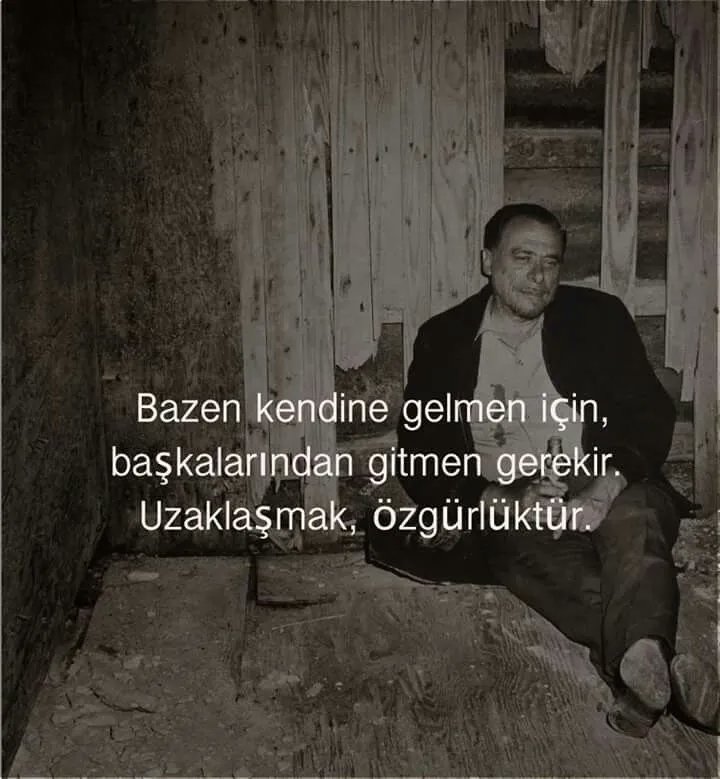 'Bazen kendine gelmen için, başkalarından gitmen gerekir. Uzaklaşmak, özgürlüktür.' - Charles Bukowski