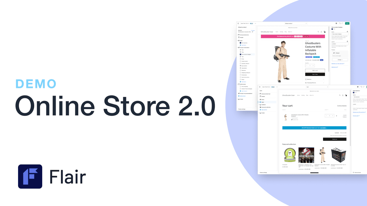 burstcommerce's tweet image. We just released the new Flair Online Store 2.0 version, so you can take advantage of all of Shopify’s Online Store 2.0 features in your store burstcommerce.com/flair-release-…