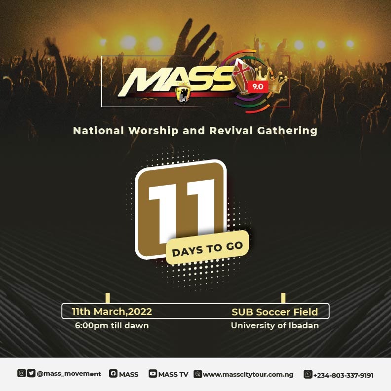 FeranmiOgundir1's tweet photo. Still on the mission!!
📌 DATE: March 11
📌VENUE: SUB Soccer Field, University of Ibadan
📌TIME: 6pm - 6am
#OperationWhirlwind
#MASS9
#KingsAndPriests https://t.co/v91oDO5Ekx