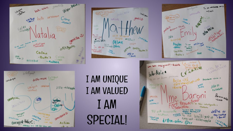 SJB_YCDSB's tweet photo. "You are Perfectly Perfect" Ss collaborated to compile a list of positive attributes to describe their classmates. 
Upon careful reflection, we see the special qualities that make us unique &amp; a perfectly made in God's image. TY to the Mental Health committee! https://t.co/loqbAfUHGP