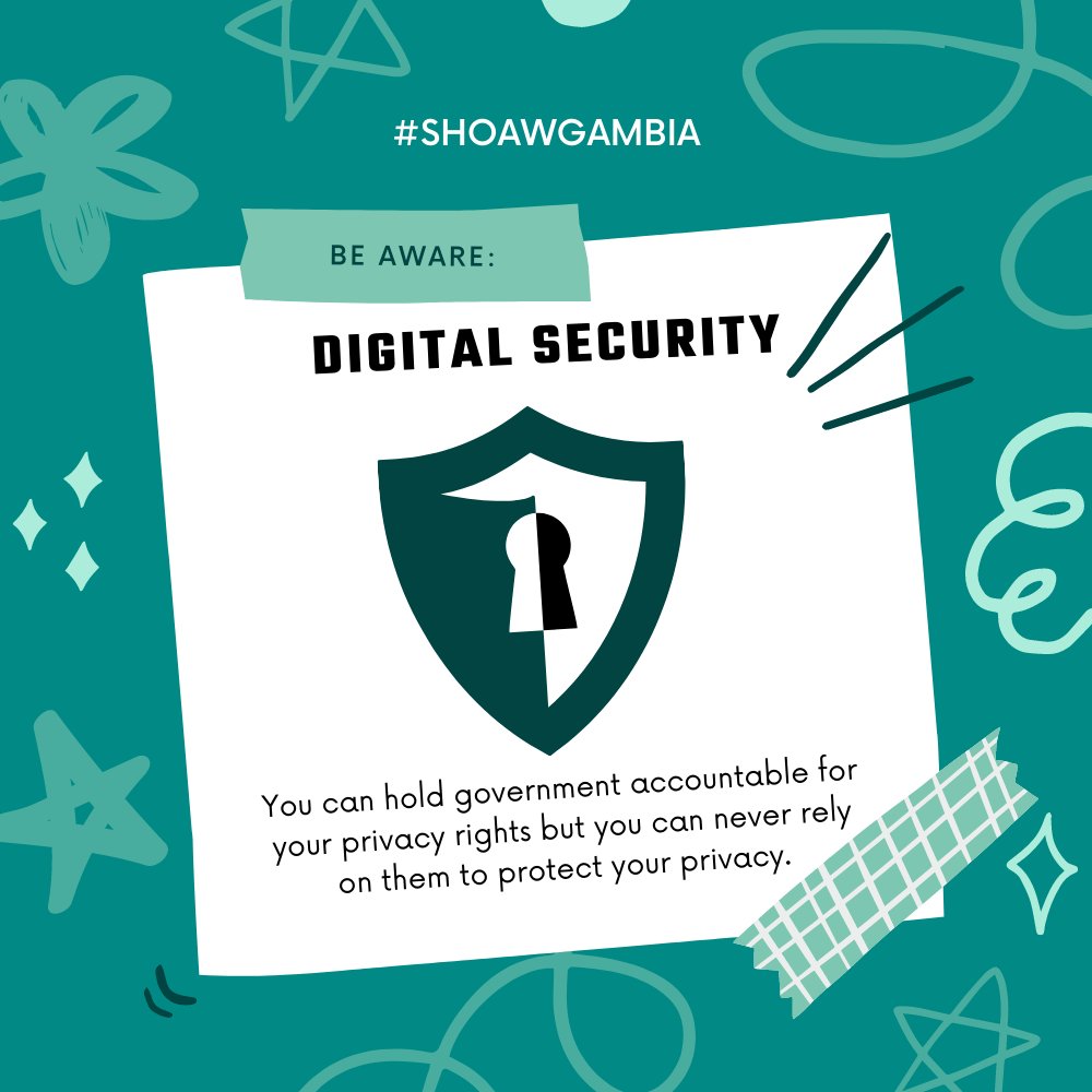#SafetyAlert | Be Your Own Security and #RememberThat No One Can Protect You More Than You Can Protect Yourself!

#shoawgambia🖐🏽🇬🇲 
#awarenesscampaign
#digitalsafety