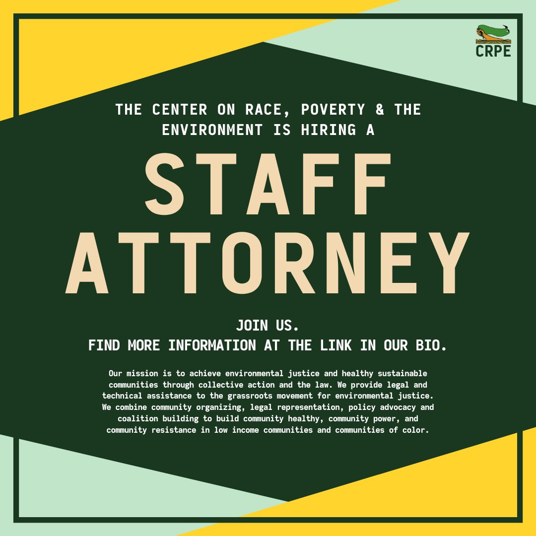 CRPE_EJ's tweet photo. We're hiring a staff attorney! Share the news far and wide! We can't wait to see who applies! 🥰

Link for the full job description: https://t.co/83AmP2YA2D https://t.co/T4UTGGJX93